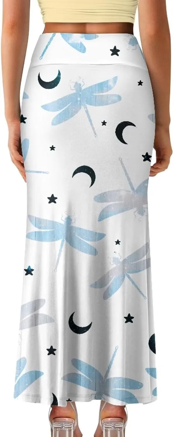 Womens Hawaii Skirts High Waist Long Skirt Side Zipper Stretch Skirt Lightweight Long Maxi Skirts Y2k Skirt Summer