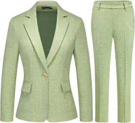Women's Suit 2 Piece Set Business Pants Suit for Women Pinstripe Houndstooth Blazer