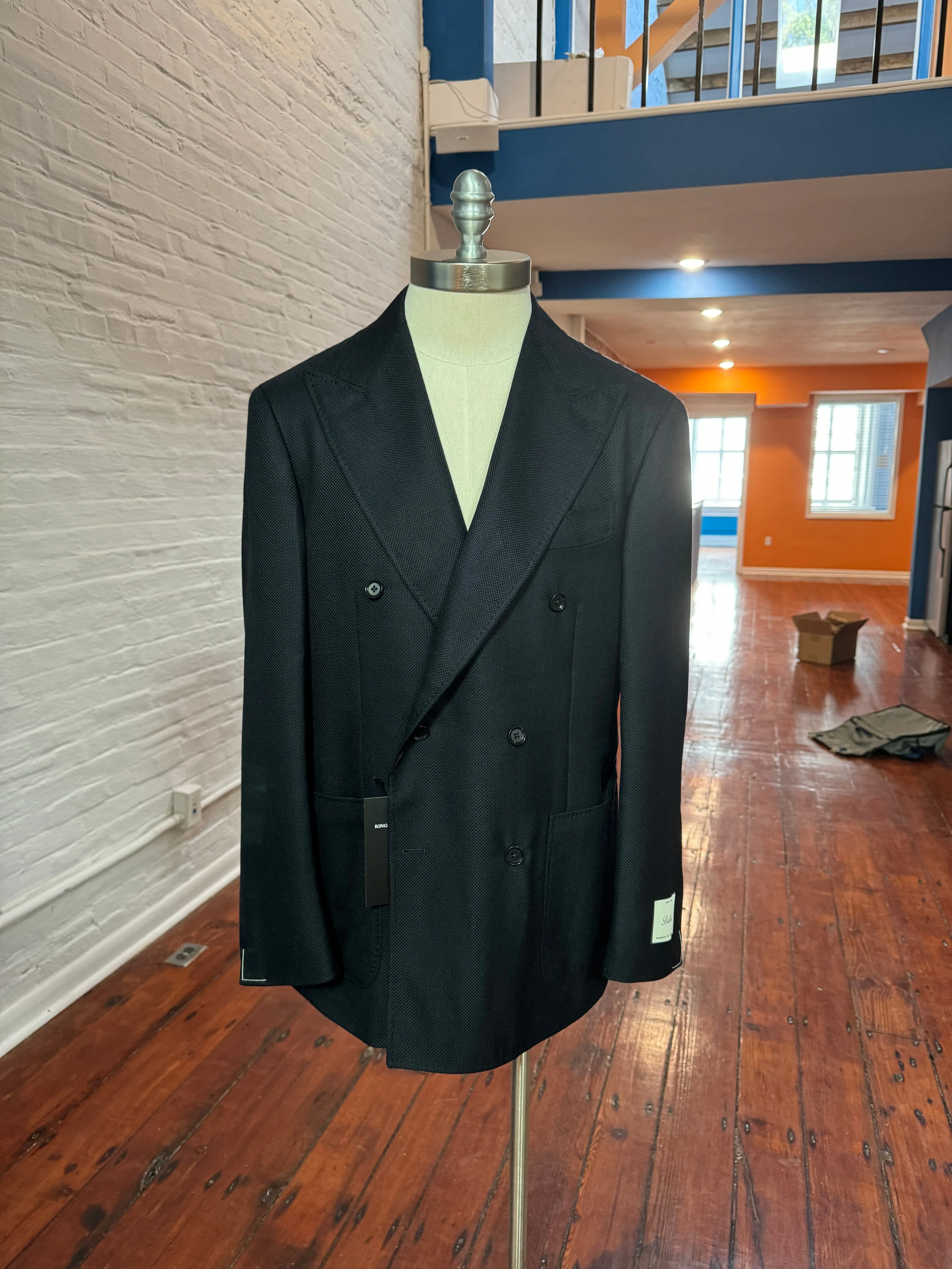 Wool Double Breasted Sport Coat - Navy