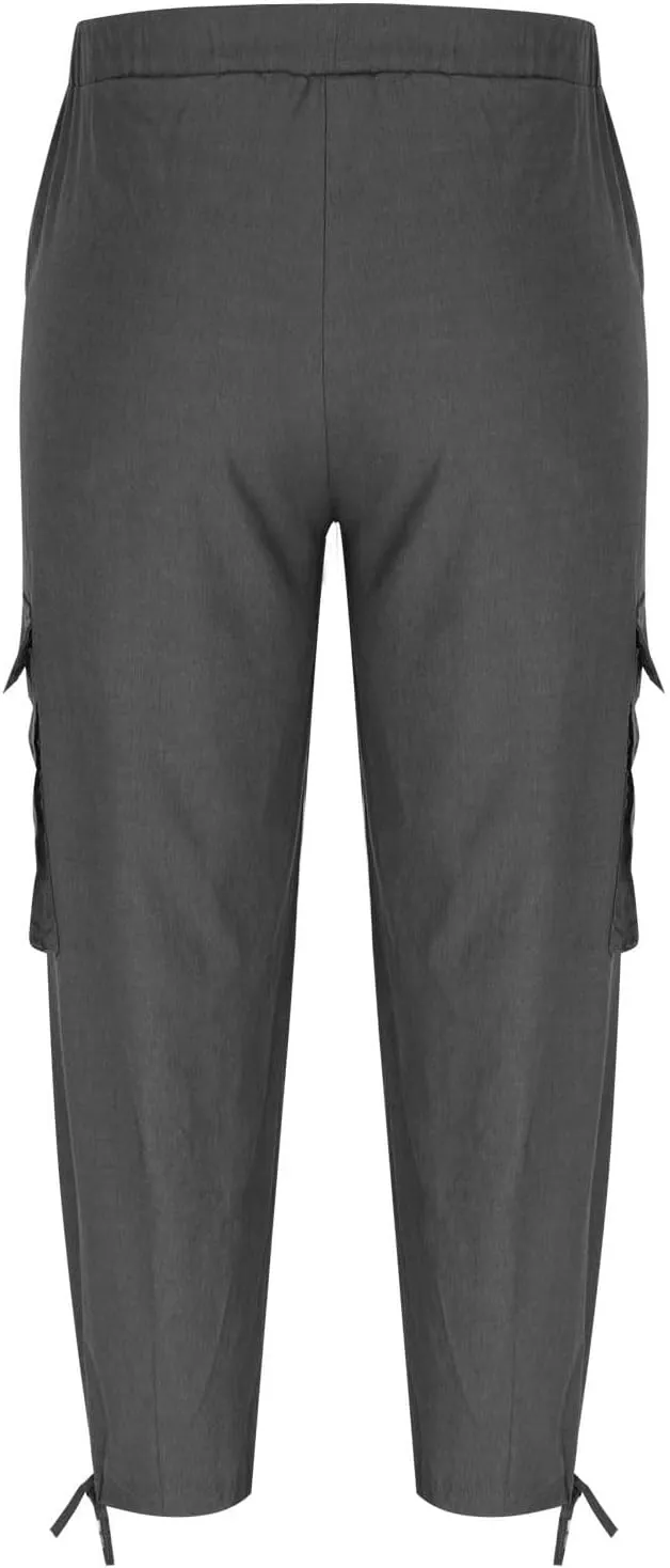 Xiaojmake Men's Linen Cargo Pants Joggers 2025 Solid Elastic Waist Harem Pant Casual Lightweight Loose Beach Summer Trousers